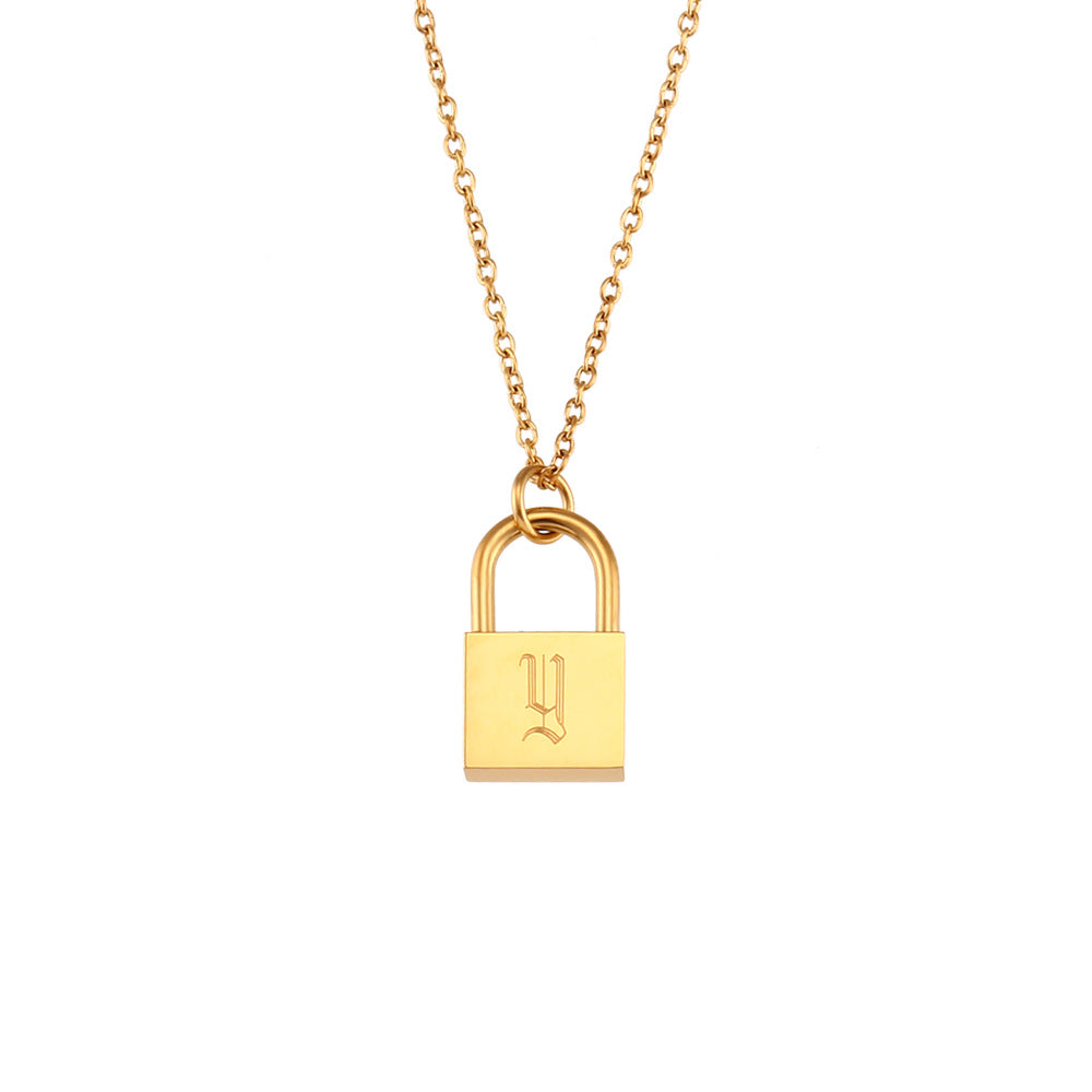 Wholesale hip-hop multi-layer stainless steel letter concentric lock necklace